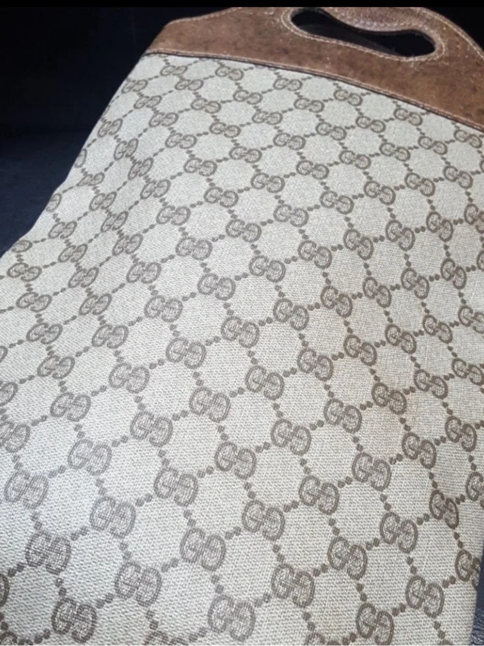 Gucci Italy Leather-Trim Tote